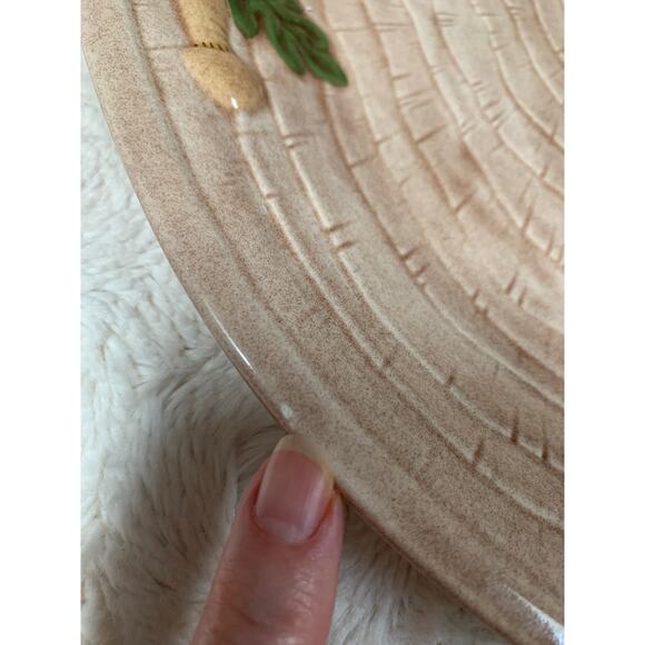 Vintage 1975 Ceramic Hand Painted Platter Mushrooms Acorns Leaves - Picture 9 of 9